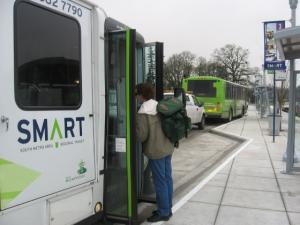 Rider entering bus