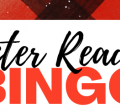 Winter Reading Bingo text over red and black plaid background