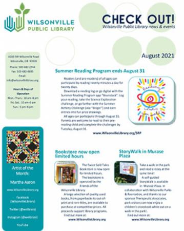 Wilsonville Public Library August 2021 newsletter
