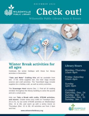 Wilsonville Library December 2022 Newsletter cover