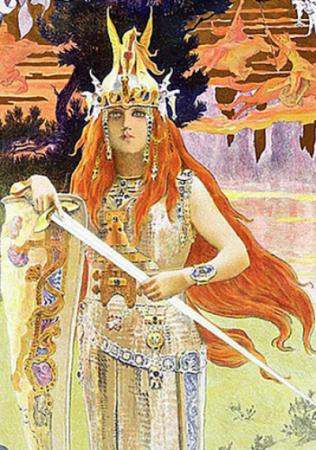 painting of woman warrior Brunhild