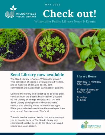 cover of May 2023 Wilsonville Public Library Newsletter