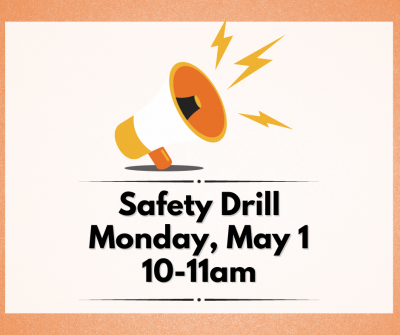 safety drill announcement with megaphone
