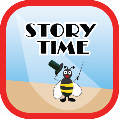 Storytime logo with illustrated bee