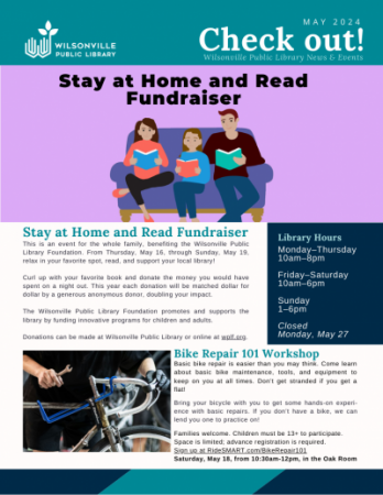 cover of May 2024 Wilsonville Public Library Newsletter