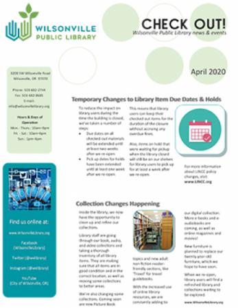 Wilsonville Public Library Newsletter April 2020